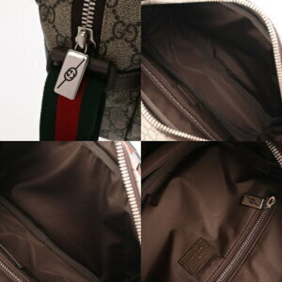 Gucci Shoulder Bag Beige Ebony Brown GG Supreme Leather - Picture 8 of 10